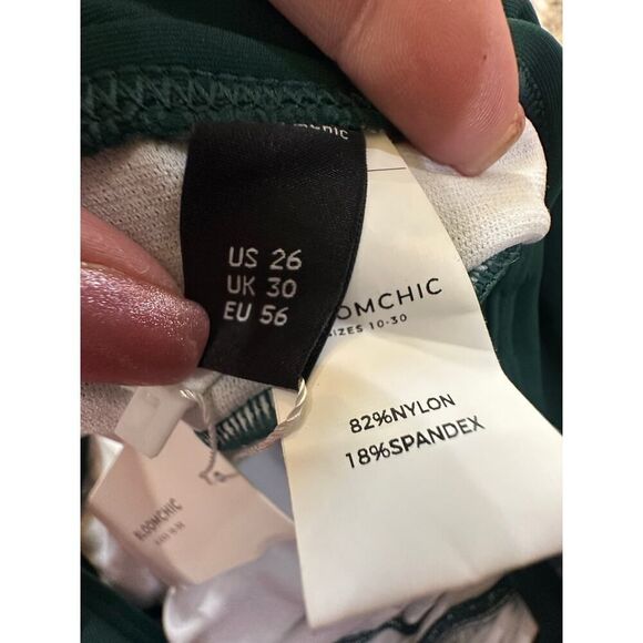 Bloomchic SZ 26 Ruffle Trim Adjustable Strap Gathered Sculpt Waist Swim Dress - Picture 7 of 16